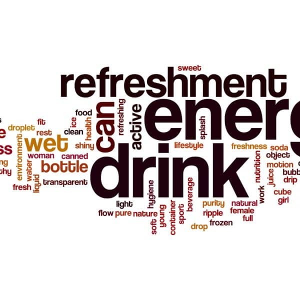 PROS AND CONS OF FUNCTIONAL BEVERGES: COLLAGE OF WORDS DESCRIBING DIFFERENT ASPECTS OF FUNCTIONAL BEVERAGES